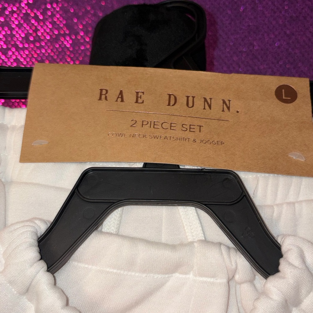 Rae Dunn “Comfy” Cream 2-Piece Lounge Set Joggers Hoodie Sweatsuit - Picture 7 of 11